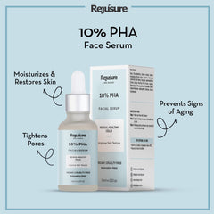 Rejusure 10% PHA Face Serum with Gluconolactone for Blemish Care, Gentle Exfoliation, Remove Dead Cells, Tightens Pores, Hydration, Strengthen Skin Barrier & Sebum Control |For Men & Women – 10 ml