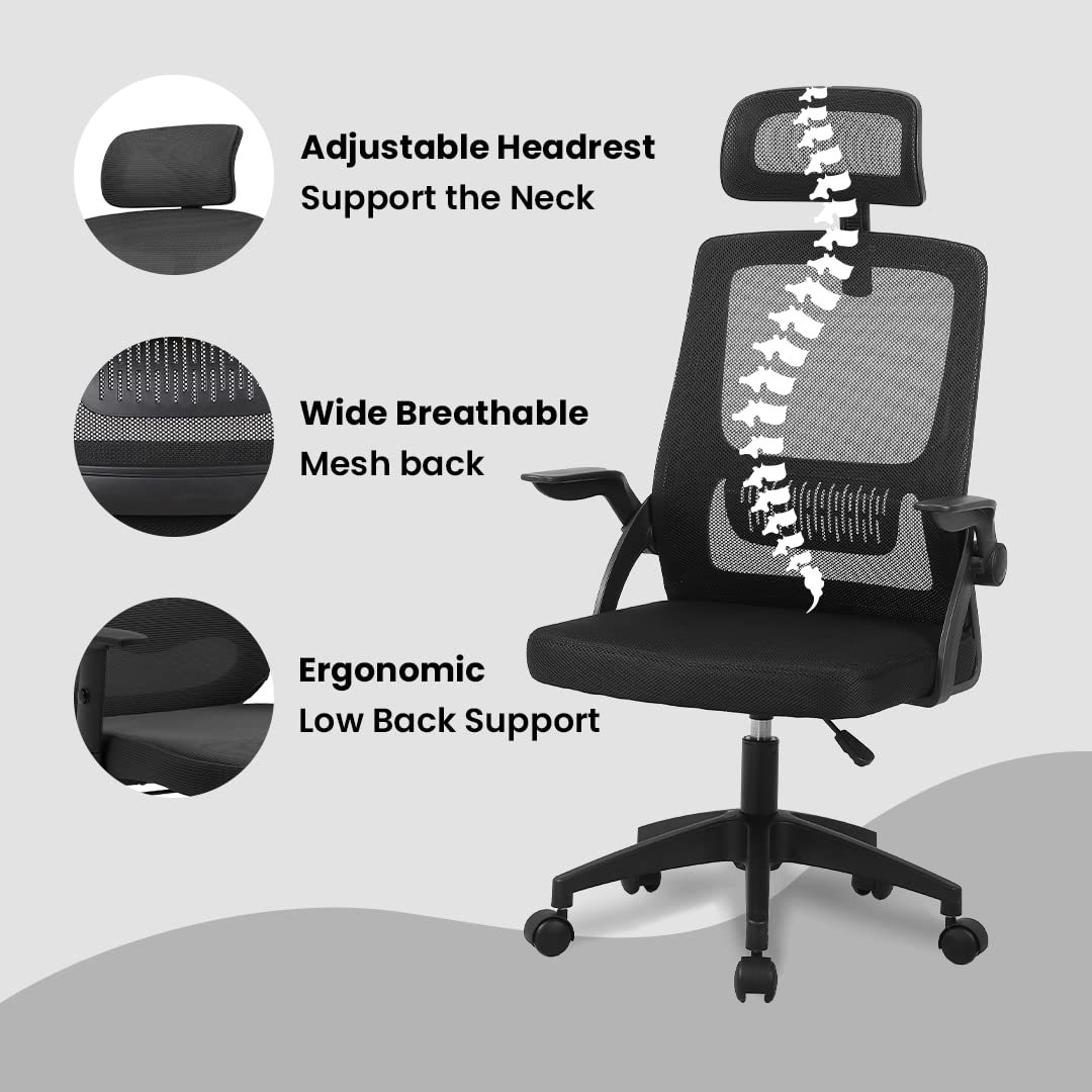 High Back Mesh Office Chair with Adjustable Headrest