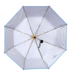 THE CLOWNFISH Umbrella Coloured Piping Series 3 Fold Auto Open Waterproof 190 T Polyester Double Coated Silver Lined Umbrellas For Men and Women (Coloured Piping-Blue)