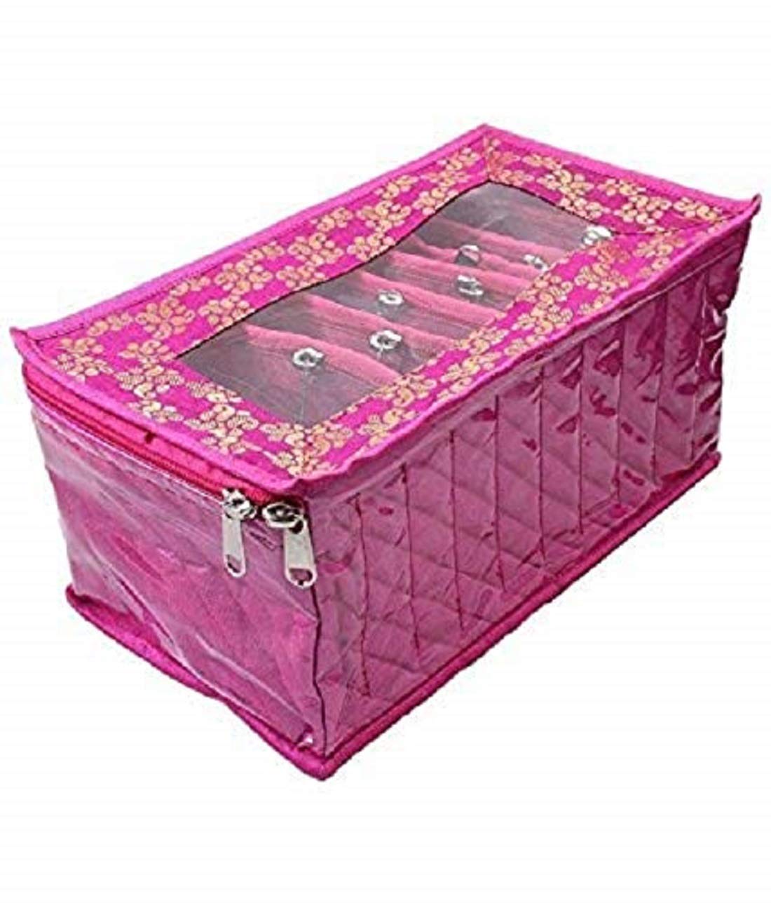 Kuber Industries Cotton Jewellery Kit with Pouches, Pink