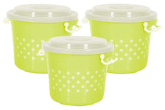 Kuber Industries Airtight Plastic Food Storage Containers|Plastic Container for Kitchen|6 Liters, 3 Pieces (Green)