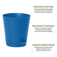 Kuber Industries Plastic Titan Pot|Garden Container for Plants & Flowers|Self-Watering Pot with Drainage Holes,6 Inch,Pack of 3 (Blue)