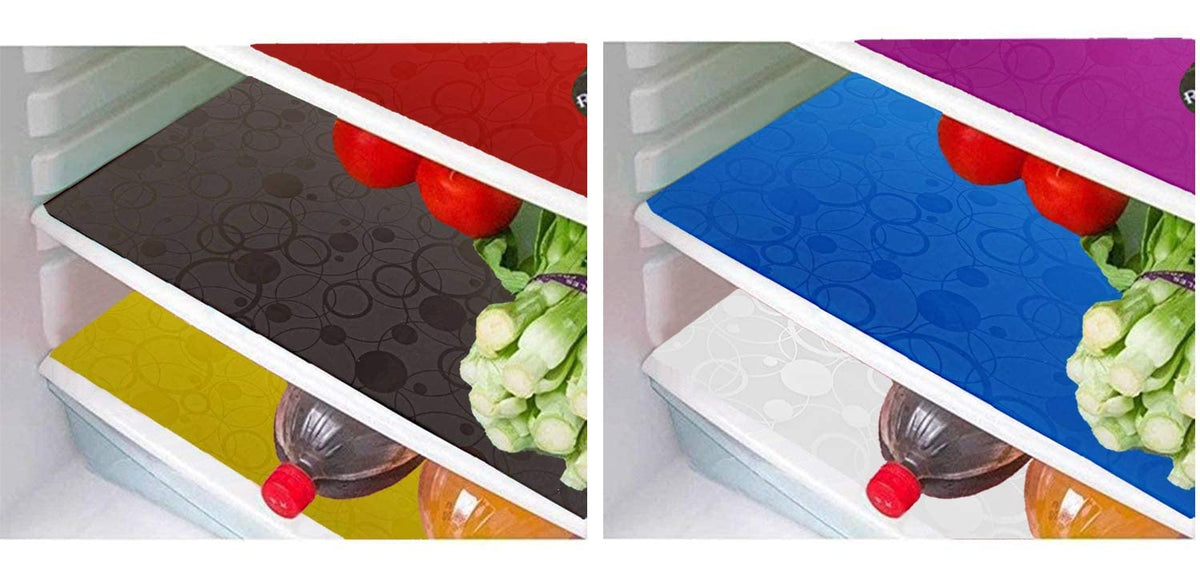 Kuber Industries Lining Design PVC 6 Piece Refrigerator Drawer Mat Set - Multicolour