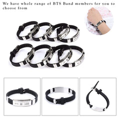 Yellow Chimes Unisex Kpop BTS Band Exquisite Signature J-Hope Silicon Silver Plated Stainless Steel Charm Bracelet for Men (Silver; Black; YCFJBR-01JHOPE-SLBK)
