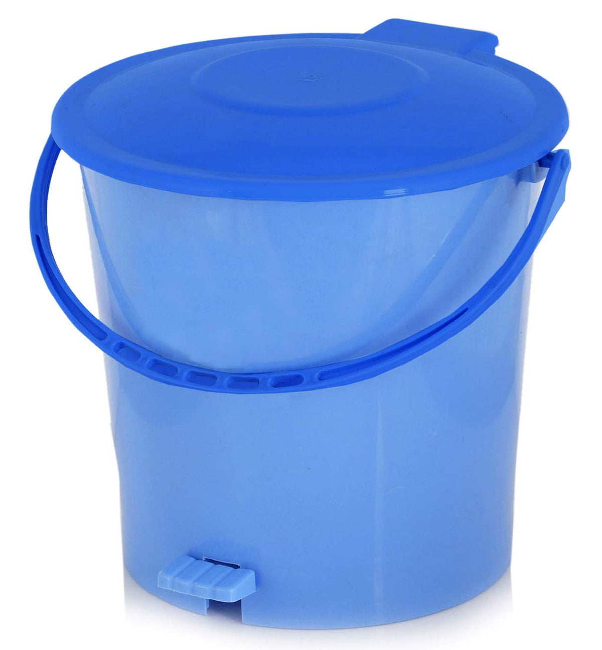 Kuber Industries Ultra Plastic Garbage Waste Pedal Step-On Dustbin with Handle (5 litres, Blue)-KUBMART3032