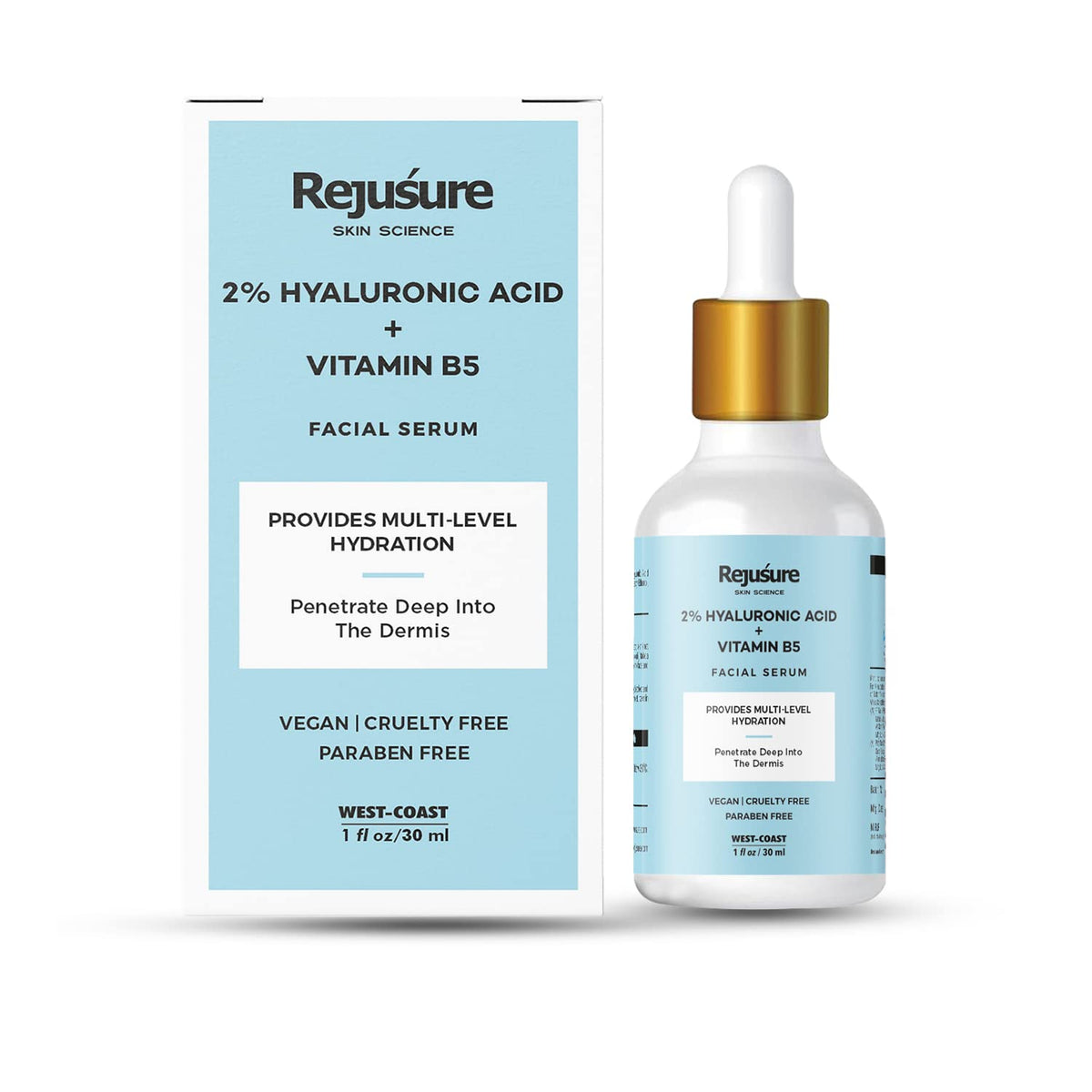 Rejusure 2% Hyaluronic Acid + Vitamin B5 Facial Serum - Intense Hydration | Glowing Skin - 30ml - Face Serum for Men & Women