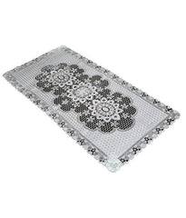 Kuber Industries Leaf Design Virgin Viny Soft Fabric Dining Table Runner 34"x17" or 84 x 42 cm (Silver) - CTKTC45910