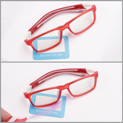 Intellilens | Zero Power Blue Cut Computer Glasses | Anti Glare, Lightweight & Blocks Harmful Rays | UV Protection Specs | For Boys & Girls | Red| Square| Small