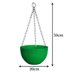 Kuber Industries Plastic Hanging Flower Pot for Balcony & Railing Set of 4 (Green)-20x20x59 cm