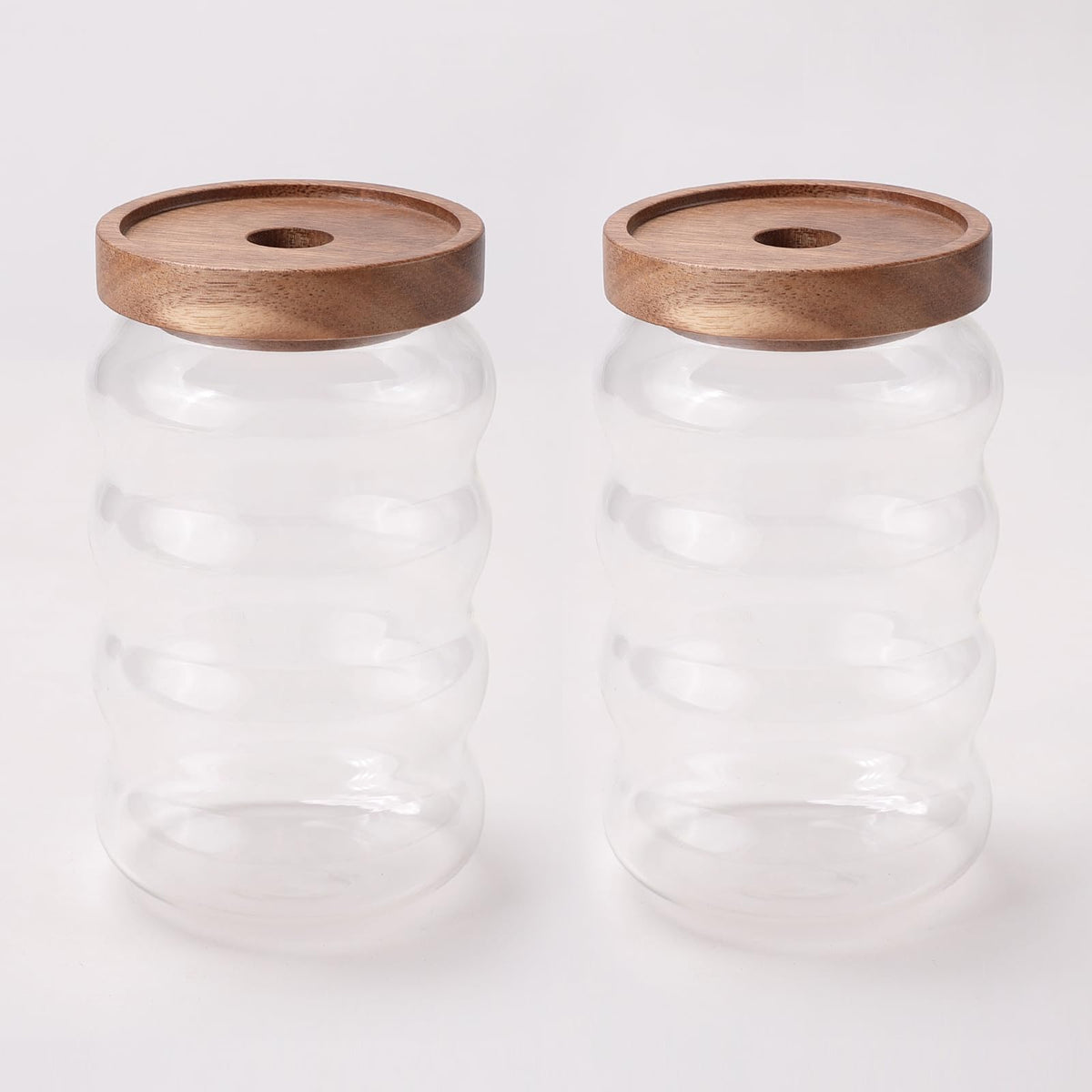 UMAI Borosilicate Glass Jar with Bamboo Lid | Kitchen Organizer Items and Storage | Multi-utility, Leakproof, Airtight Storage Jar for Cookies, Snacks, Tea, Coffee, Sugar | Set of 2 (700ml)