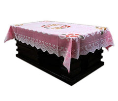 Kuber Industries Rectangular Cotton 4 Seater Centre Table Cover|Size 152 x 102 x 1 CM (Pink)