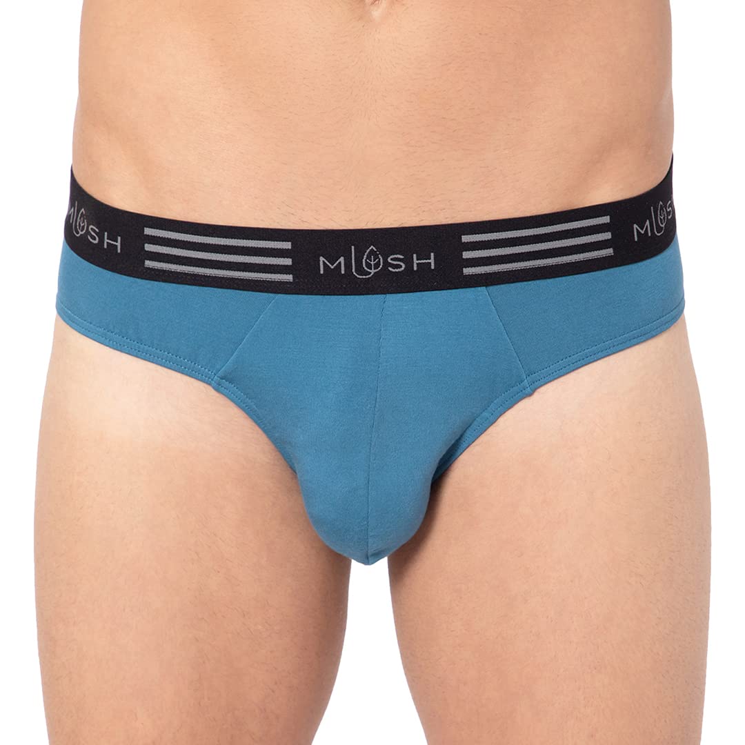 Mush Ultra Soft, Breathable, Feather Light Men's Bamboo Brief || Naturally Anti-Odor and Anti-Microbial Bamboo Innerwear (XL, Blue)