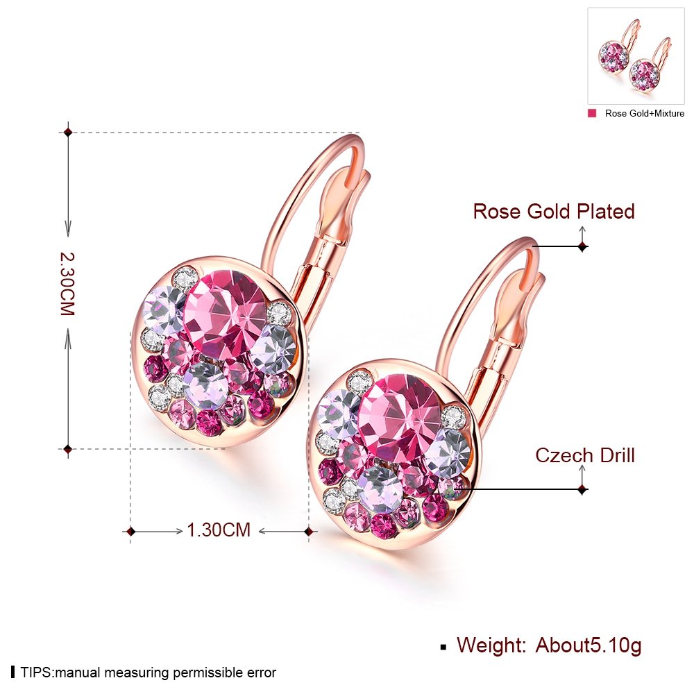 Yellow Chimes Clip On Earrings for Women A5 Grade Pink Crystal Radiant 18K Rose Gold Clip-On Earrings for Women and Girls