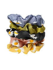Yellow Chimes Scrunchies for Women Hair Accessories for Women 5 Pcs Satin Scrunchies Set Floral Print Rubber Bands Multicolor Scrunchie Ponytail Holders Hair Ties for Women and Girls Gifts for Women and Girls