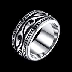 Yellow Chimes Heavy Band Silver Oxidized Finger-Thumb Stainless Steel Ring for Men and Boys