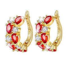 Yellow Chimes Elegant Sparkling Cubic Zircon Crystals Gold Plated Clip on Hoops Earrings for Women