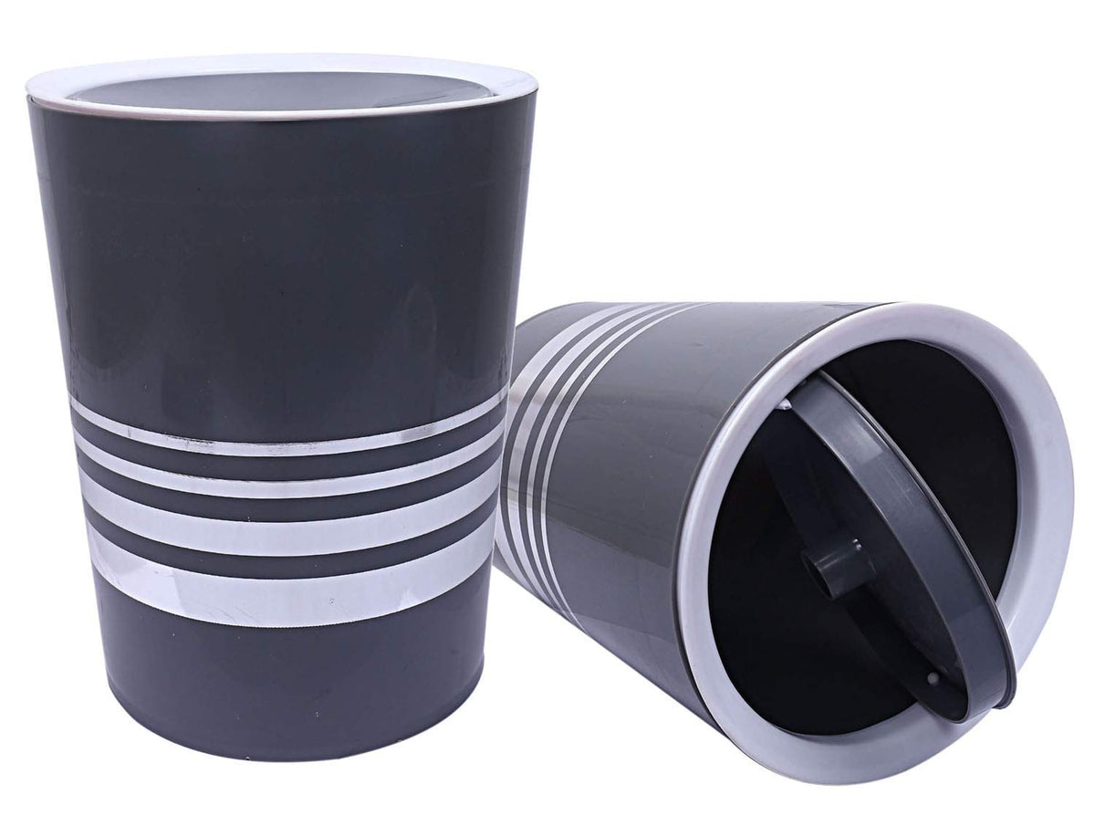 Kuber Industries Plastic 2 Pieces Swing Lid Garbage Waste Dustbin, 5 Liters (Grey) - CTKTC022857