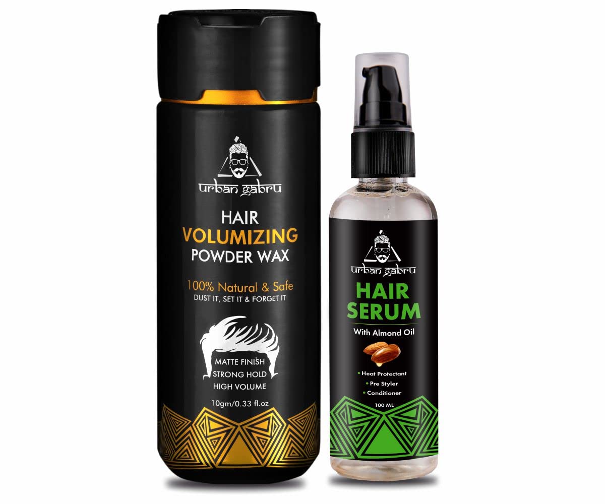 Urbangabru Hair Volumizing Powder Wax (10 GM) + Hair Serum (100 ML) - Hair Styling Combo Kit