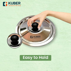 Urbane Home Stainless Steel Multipurpose Lid with Knob | Sturdy Knob & Durable | Suitable for Pots, Pans, Kadhai, Tawa | Easy to Clean & Hold | Steel Cooking Lid Set of 3