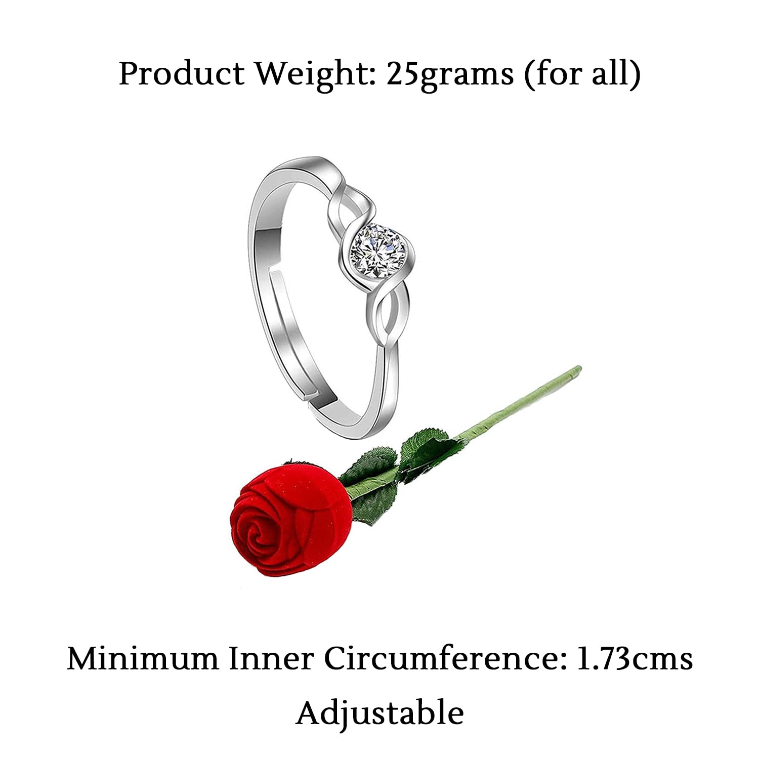 Yellow Chimes Crystal Base Metal Engagement Proposal Ring with Velvet Red Rose Ring Box for Women and Girls