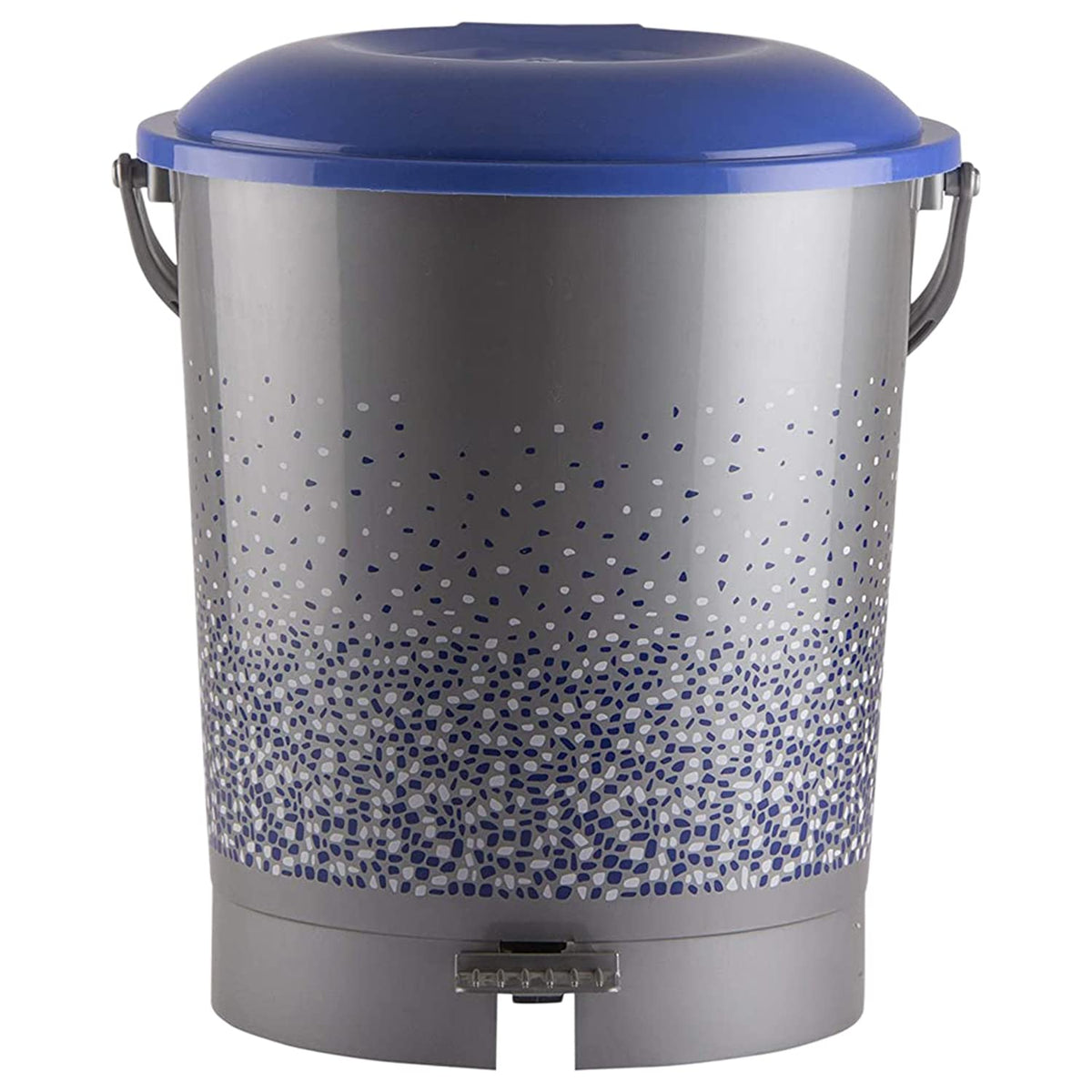 Kuber Industries Printed Plastic Pedal Dustbin For Home, Kitchen, Office, Bathroom With Handle, 7 Litre (Grey)-47KM0744