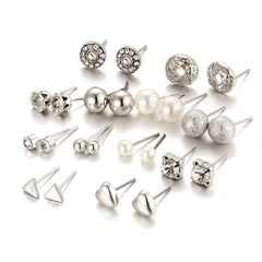Yellow Chimes Stud Earrings for Women Combo of 12 Pairs Silver Studs Earrings Set for Women and Girls