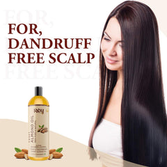 Rey Naturals Almond Hair Oil (Badam oil) - 100% Pure, Cold Pressed, for Hair & Skin | HairGrowth,Dandruff | 200ml