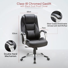 USHA SHRIRAM Black Ergonomically Designed Back Executive Office Chair | Lift Lock Tilt Mechanism | Class III Gas Lift | Conference Room Chair | Office Chair for Home | Leathereate Chair with Arm Rest