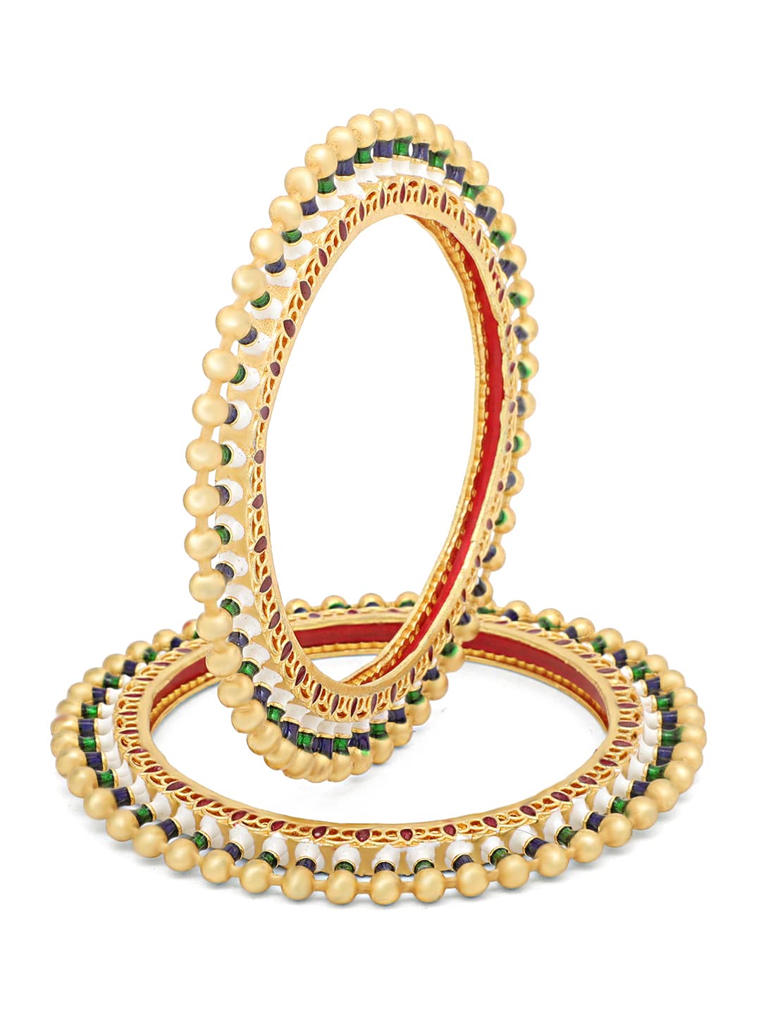 Yellow Chimes Bangles for Women Gold Toned Beads Designed Meenakari Touch Traditional Bangles for Women and Girls