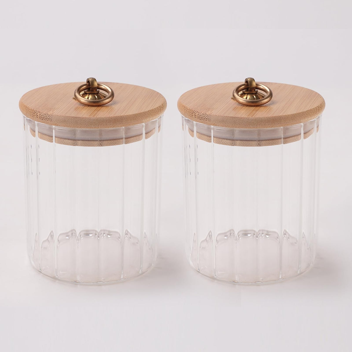 UMAI Borosilicate Glass Jar with Bamboo Lid | Kitchen Organizer Items and Storage | Multi-utility, Leakproof, Airtight Storage Jar for Cookies, Snacks, Tea, Coffee, Sugar | Set of 2 (530ml)