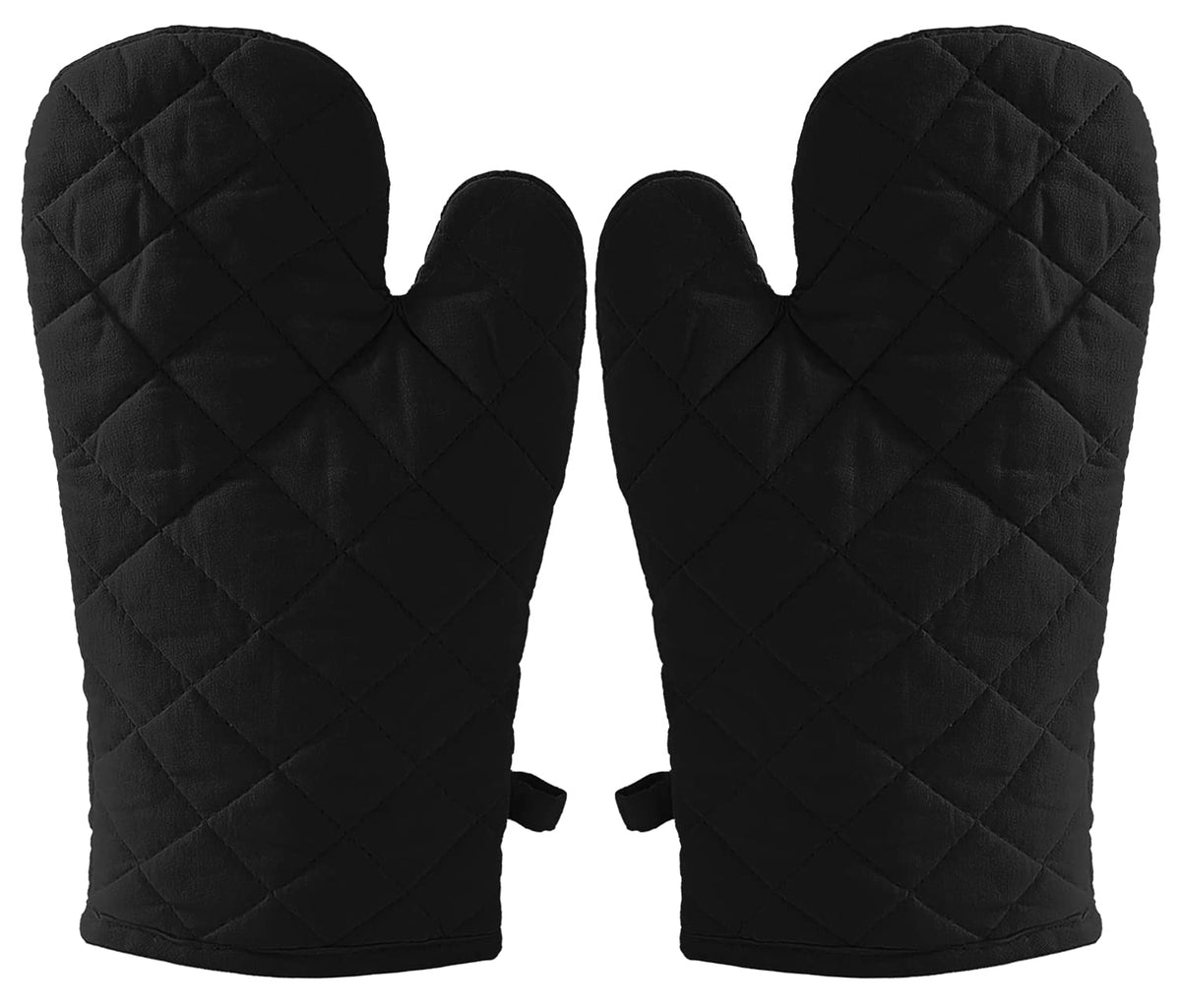 Heart Home 1 Pair Oven Gloves Heat Proof|Cotton Oven Mitts|Baking Gloves For Oven (Black)