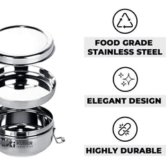 Homestic Stainless Steel Food Pack Lunch Box with Steel Separator Plate and Locking Clip, 1 Pc-400 ml Capacity