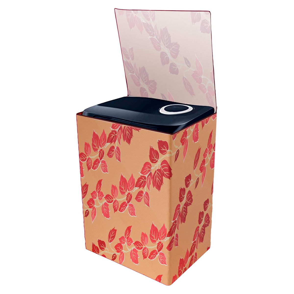 Kuber Industries Washing Machine Cover | Leaf Print Washing Machine Cover | PVC | Top Load Semi-Automatic Washing Machine Cover | Red