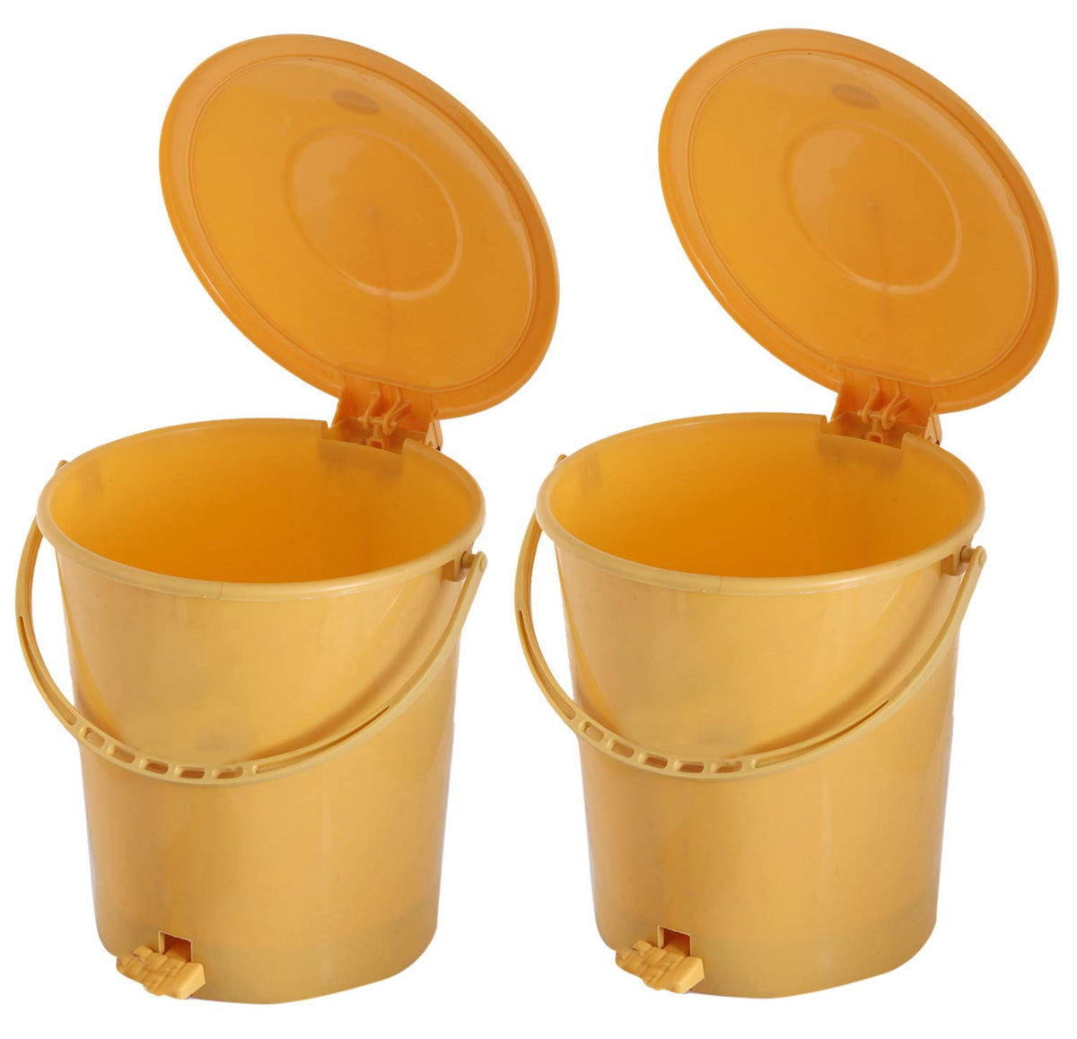 Kuber Industries 2 Pieces Plastic Dustbin Garbage Bin with Handle, 10 Liters (Yellow) - CTKTC034627