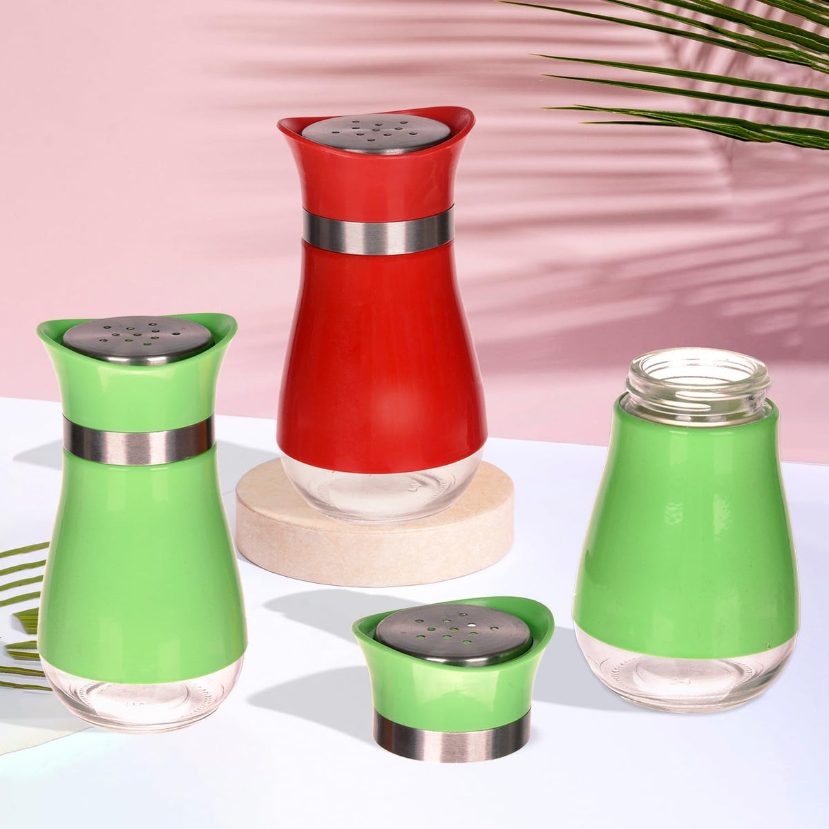 Heart Home Salt Shaker Box | Stainless Steel Pepper Shaker Box | Chilli Flakes Seasoning Sprinkler Box | Namak Daani | Dining Table Masala Box Dabbi | Pack of 3 | Multi