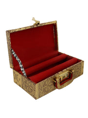 Kuber Industries Wooden Jewellery Box With 2 Rolls, Golden