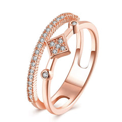 Yellow Chimes Rings for Women Rose Gold Rings Crystal Pave Setting Eternity Love 18K Rose Gold Plated Adjustable Ring for Women& Girls.