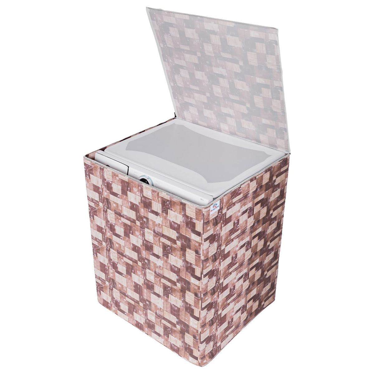 Heart Home Washing Machine Cover | Brick New Check Design Washing Machine Cover | PVC Top Load Fully-Automatic Washing Machine Cover | Brown