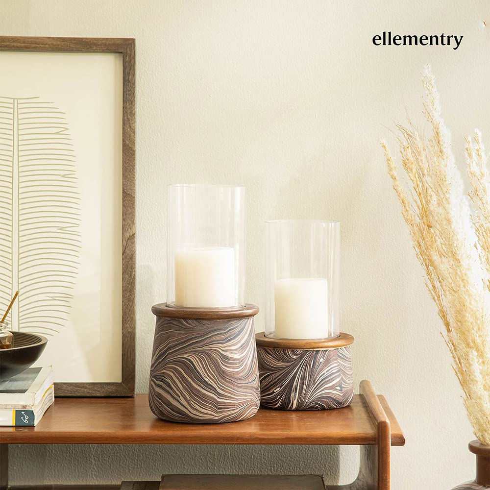 ellementry Gaiyo Candle Stand- Small | Home Decor Items| Colour: Grey | Ecomix | Candle Holder | Handcrafted | Sustainable | Form and Function | Gifting |