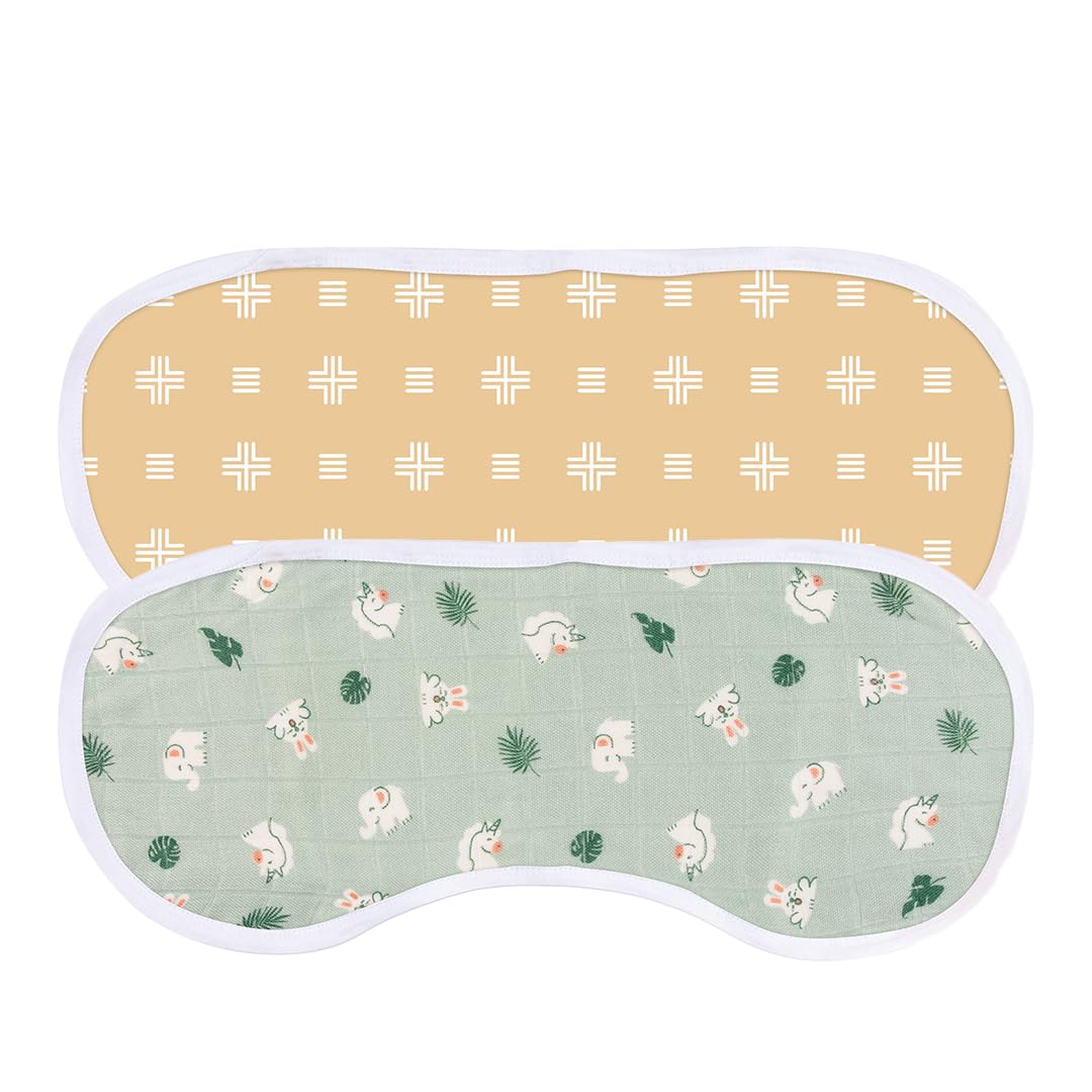 Mush Super Soft 100% Bamboo Terry Washcloth/Reusable Baby Wipes/Baby Towel for New Born || 500 GSM || Absorbent, Anti-Microbial, Sensitive Skin Friendly. (2, Geo Mustard, Rabbit Green)