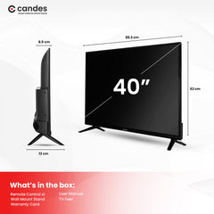 Candes 102 cm (40 inch) HD Ready LED Smart Android TV (CTPL40E1S001) with Inbuilt Rich & Surround 24W Loud Box Speakers (Black) (2021 Model)
