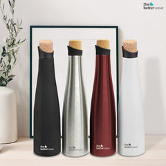 The Better Home Insulated Stainless Steel Water Bottle with Cork Cap | 18 Hours Insulation | Pack of 100-750ml Each | Hot Cold Water for Office School Gym | Leak Proof & BPA Free | Silver Colour