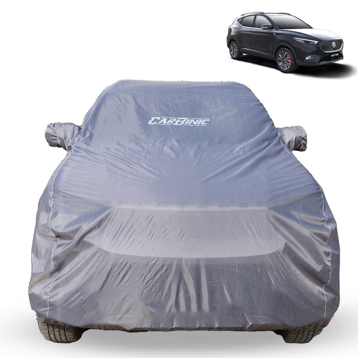 CARBINIC Car Body Cover for MG Astor 2021 | Water Resistant, UV Protection Car Cover | Scratchproof Body Shield | Dustproof All-Weather Cover | Mirror Pocket & Antenna | Car Accessories, Grey