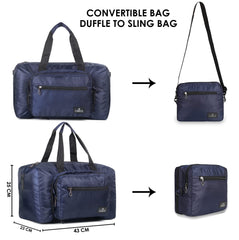 The Clownfish Rebecca Series 25 litres Polyester Convertible Travel Duffle Bag Weekender Bag Crossbody Sling Bag (Navy Blue)