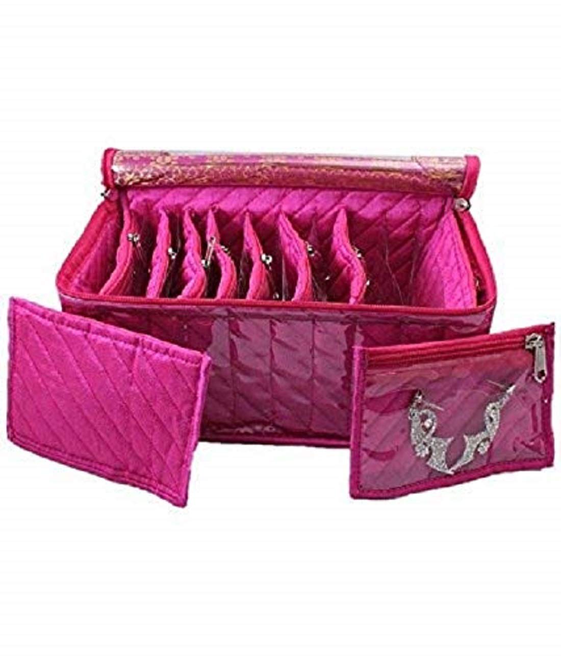 Kuber Industries Cotton Jewellery Kit with Pouches, Pink
