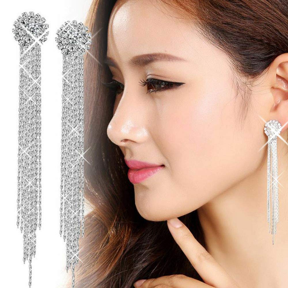 Dropship Elegant Opal Flower Zircon Tassel Long Drop Earrings For Women  Girls to Sell Online at a Lower Price | Doba