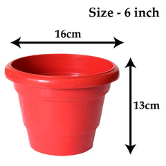 Kuber Industries Solid 2 Layered Plastic Flower Pot|Gamla|Flower Pots for Garden Nursery,Home Décor,6"x5",Pack of 8 (Multicolor)