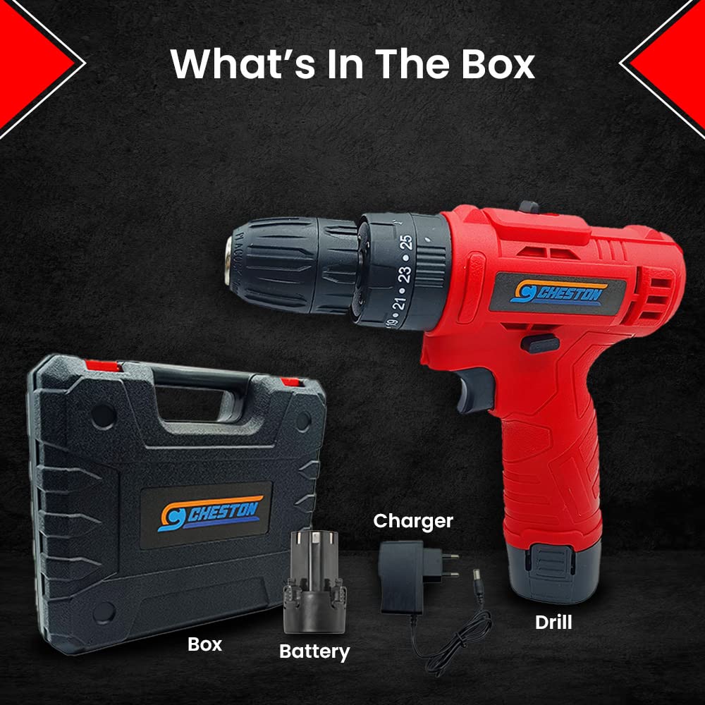 Cheston 12V Cordless Impact Drill Machine Screwdriver 10mm Keyless