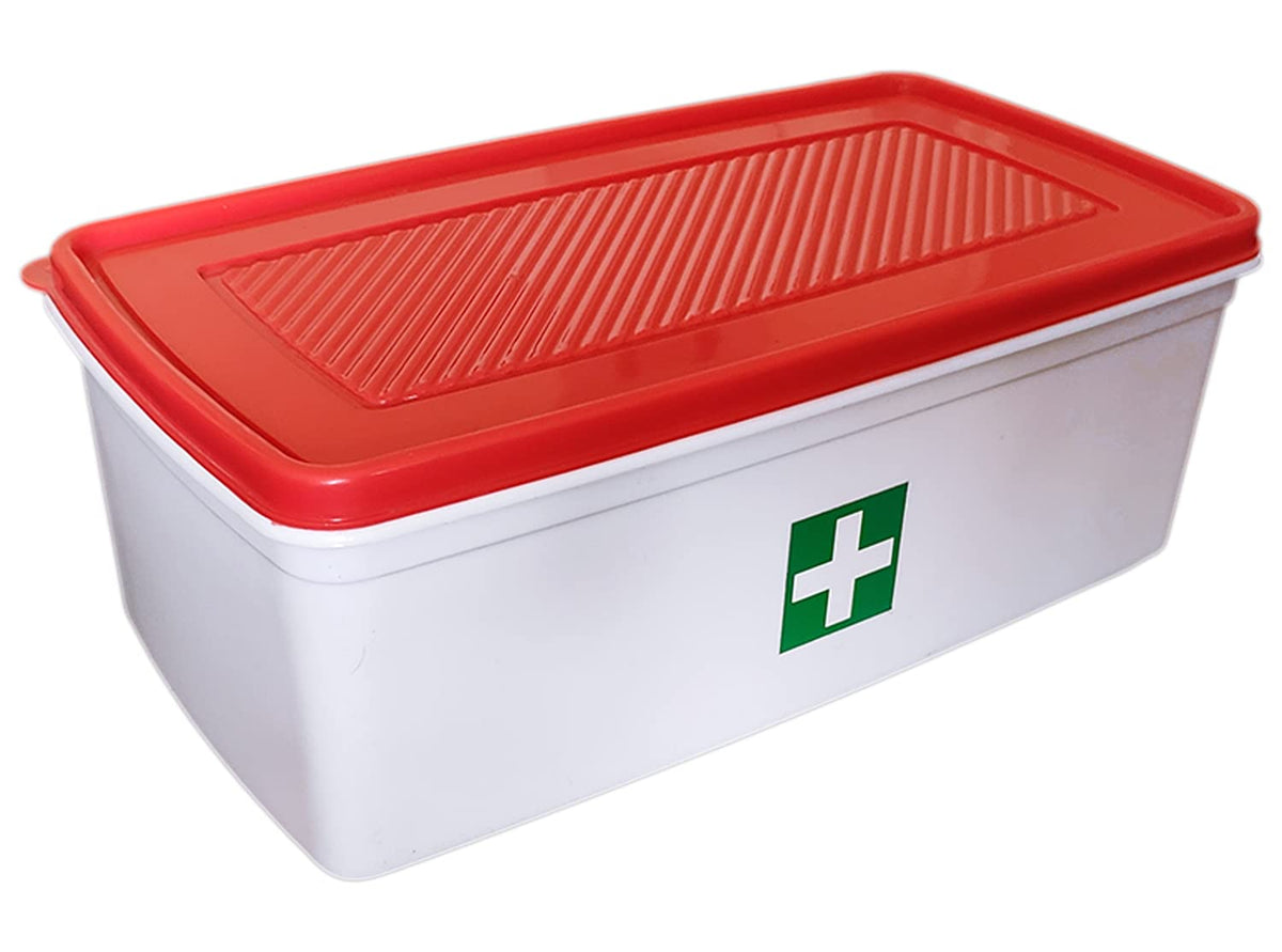 Heart Home Multiuses Plastic Medicine/First Aid Box (Red & White)-50HH01117