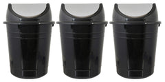 Kuber Industries Plastic 3 Pieces Medium Size Swing Dustbin/Swing Garbage Bin/Waste Bin, 10 Liters (Black & White)-KUBMART10219